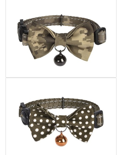 [843775114196] Dogness Cat Collar - Camouflage Brown  and Brown Dots 2pk