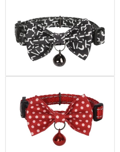 [843775114202] Dogness Cat Collar - Black Letter and Red Dots