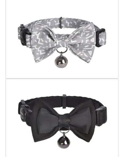 [843775114219] Dogness Cat Collar - Grey Letter and Modal Black