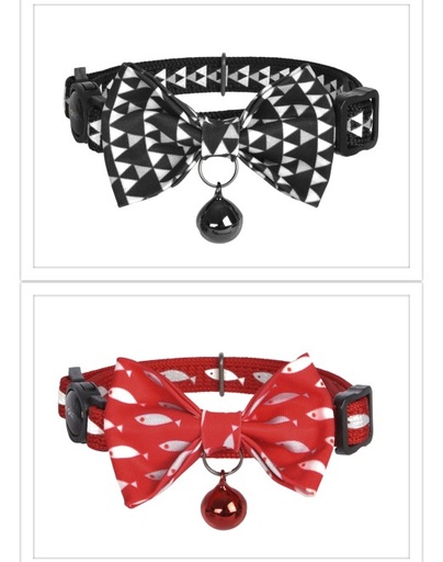[843775114325] Dogness Cat Collar - Reflective Fish and Black Triangle