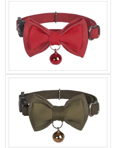 [843775114295] Dogness Cat Collar - Leather Brown and Leather red