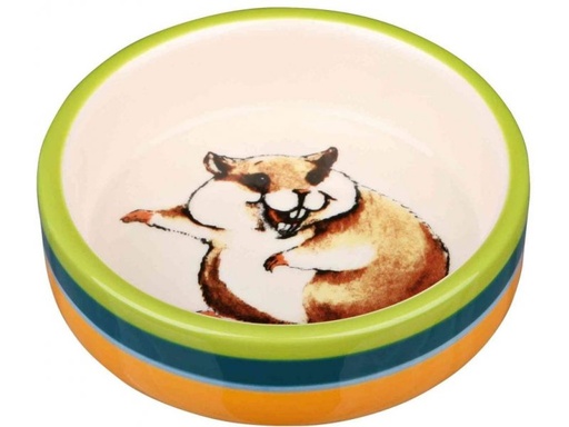 [4047974608012] Trixie Ceramic bowl for hamsters, 80 ml/ 8 cm, multi coloured/cream