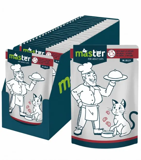 Pet Interest Master Cat Pouch with Meat in Jelly 80g | Pet Arabia
