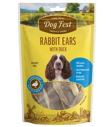[6921499711847] Dog Fest Farm Fresh Rabbit Ear with Duck 90g