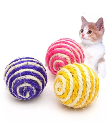 [635934610546] Pets.Love.Earth Small colorful striped funny cat sisal ball