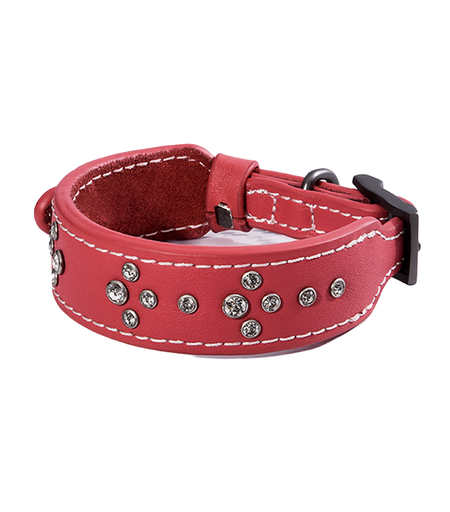 Dogness Nappa Leather Dog Collar Diamond-Mounted