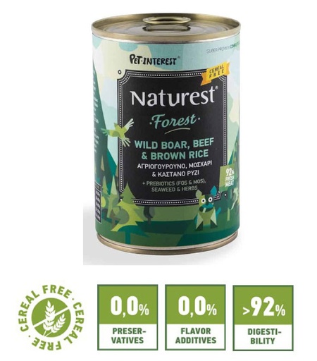 Pet Interest Naturest Forest Wild Boar Beef and Brown Rice Canned Food