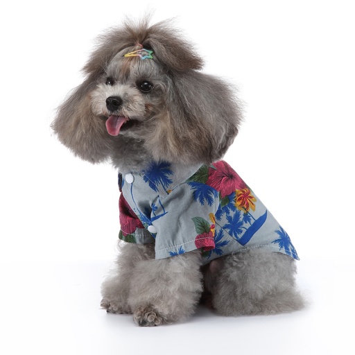 Pets.Love.Earth Hawaiian Summer Shirt White &amp; Blue