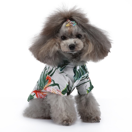 Pets.Love.Earth Hawaiian Summer Shirt White &amp; Green