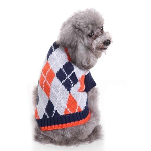 Pets.Love.Earth Orange and Blue Pixel Swaeter