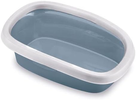 Stefanplast Open Cat Litter Tray with Rim Steel Blue