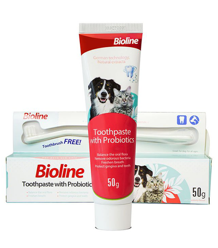 [6970117124170] Bioline Toothpaste with Probiotics for Dogs &amp; Cats 50GM