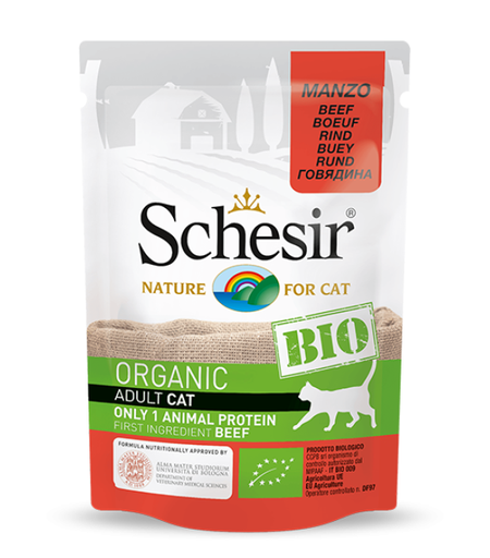 Schesir Bio Organic Pouch For Cat with Beef In Paté