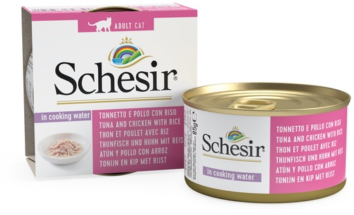 Schesir Can for Cat Tuna and Chicken with Rice In Cooking Water 85g