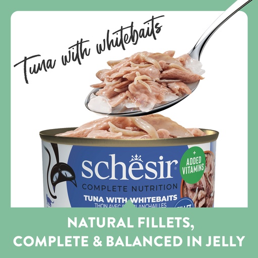 Schesir Cat Can Tuna with Whitebaits In Jelly 85g