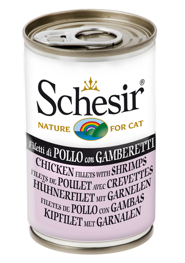 Schesir Can for Cat Chicken Fillets with Shrimps 140g