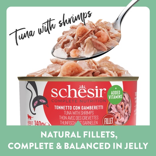 Schesir Cat Can Tuna with Shrimps in Jelly 140g