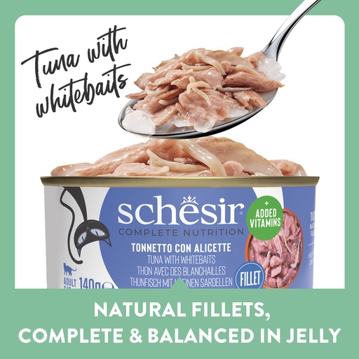 Schesir Cat Can Tuna with Whitebaits in Jelly 140g