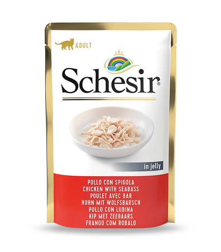 Schesir Pouch Chicken with Sea Bass in Jelly For Adult Cat 85g