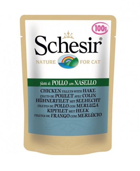 Schesir Pouch Nature Pollo Chicken Fillets with Hake For Cats 100g
