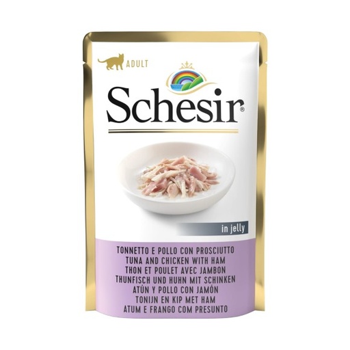 Schesir Pouch Tuna and Chicken with Ham in Jelly For Adult Cat 85g