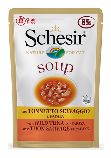Schesir Pouch in Soup with Wild Tuna and Papaya 85g