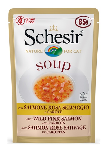 Schesir Pouch in Soup with Wild Pink Salmon and Carrots 85g