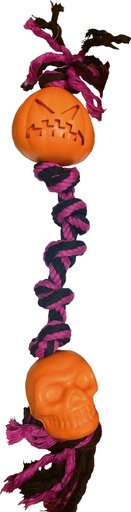 [8023222189515] Croci Fright Halloween Rope Toy with Pumpkin and Skeleton 38cm
