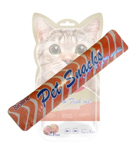 [6359346126566] Bioline Tuna &amp; Fish Oil Kitten Liquid Snacks 15gm(1 Stick)