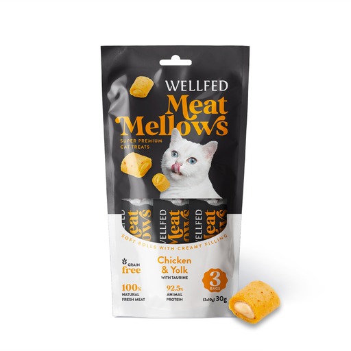 [5206819210721] Pet Interest Wellfed Meat Mellows Chicken &amp; Yolk (3x10g) For Cat