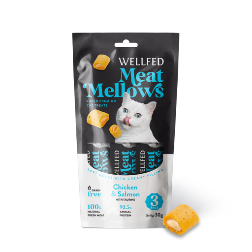 [5206819210738] Pet Interest Wellfed Meat Mellows Chicken &amp; Salmon (3x10g)  For Cat