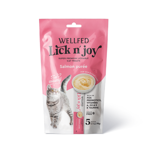 [5206819210813] Pet Interest Wellfed Lick N’ Joy Salmon 70g (5x14g) For Cat