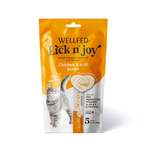 [5206819210820] Pet Interest Wellfed Lick N’ Joy Chicken &amp; Krill 70g (5x14g)  For Cat