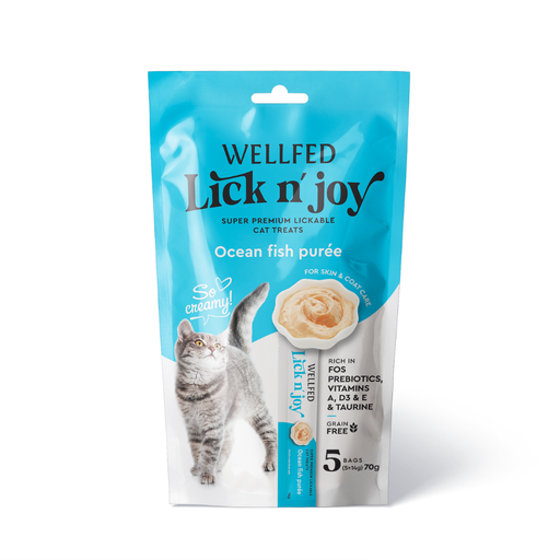 [5206819210837] Pet Interest Wellfed Lick N’ Joy Ocean Fish 70g (5x14g)  For Cat