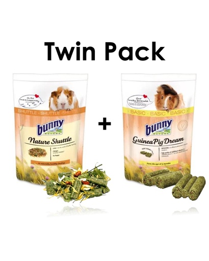 [4018761255702] Bunny Nature Twin Pack Nature Shuttle Guinea Pig-600g &amp; Guinea Pig Dream Basic 750g