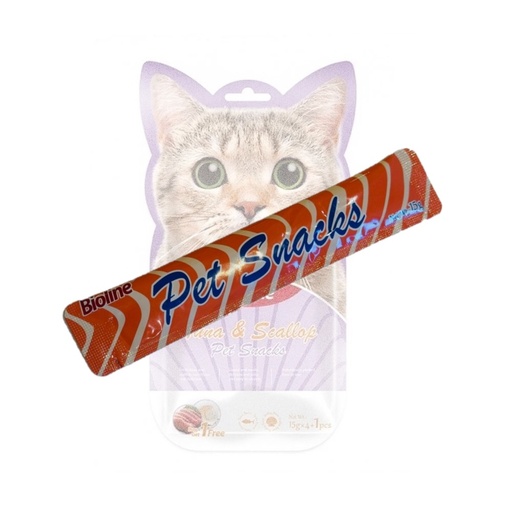 [6359346129222] Bioline Tuna &amp; Scallop Kitten Liquid Snacks 15g(1 Stick)