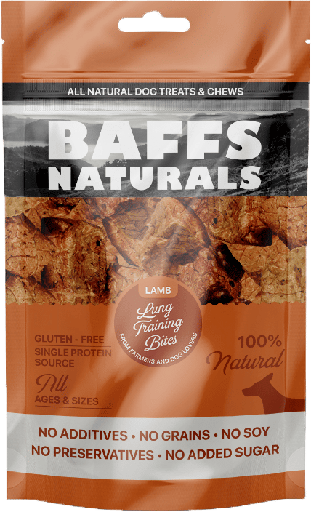 [8683229861229] Baffs Naturals Lamb Lung Training Bits 100g