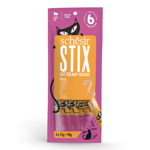 [8005852231147] Schesir Stix Cat Creamy Snacks with Chicken 6 X 15g