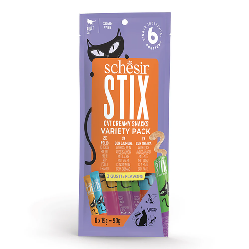 [8005852235046] Schesir Stix Cat Creamy Snacks Variety Pack 6 X 15g