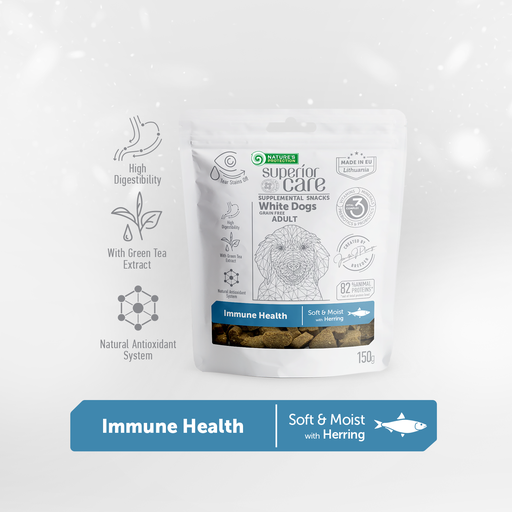 [4771317476548] Nature's Protection Superior Care White Coat Supplemental Snacks Immune Health with Herring For Adult Dogs 150g