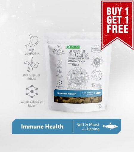 [4771317476548] Nature's Protection Superior Care White Coat Supplemental Snacks Immune Health with Herring For Adult Dogs 150g