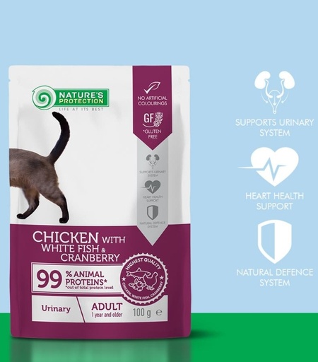 Nature’s Protection Urinary Care Pouch with Chicken & White Fish – Adult Cats (100g)