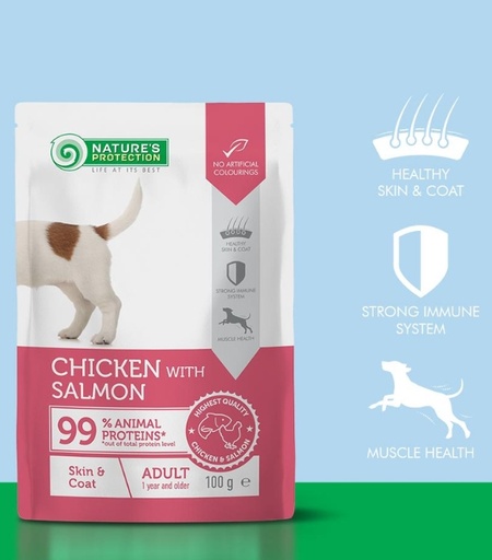 Nature’s Protection Skin & Coat Pouch with Chicken & Salmon – Adult Dogs (100g)
