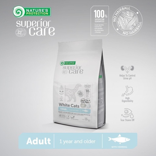 Nature's Protection Superior Care For White Cats with Herring Adult
