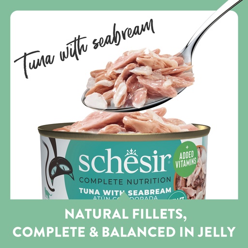 Schesir Cat Can Tuna with Sea Bream in Jelly 85g