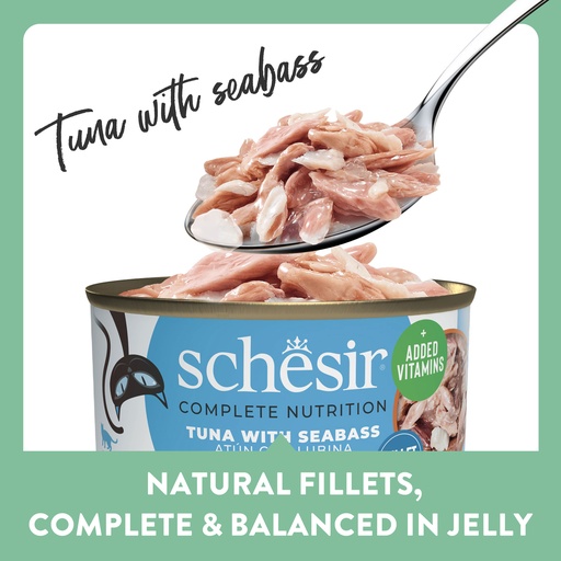 Schesir Cat Can Tuna With Seabass in Jelly 85g