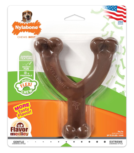 [018214855736] Nylabone Flat Wishbone Dog Chew Dog Toy