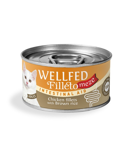 [5206819145566] Pet Interest Wellfed Filleto Meze Intestinal Aid Chicken fillets with Brown rice Can 70g