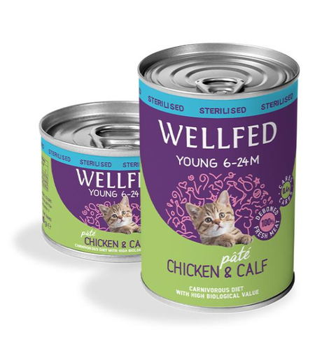 Pet Interest Wellfed Young Sterilized (6 - 24 months)  Chicken and Calf Pate
