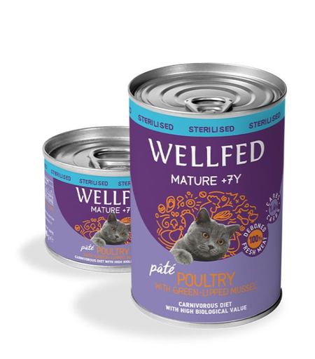 [5206819147744] Pet Interest Wellfed Sterilized Poultry with Green Lipped Mussel Mature 7yrs Can 400 g